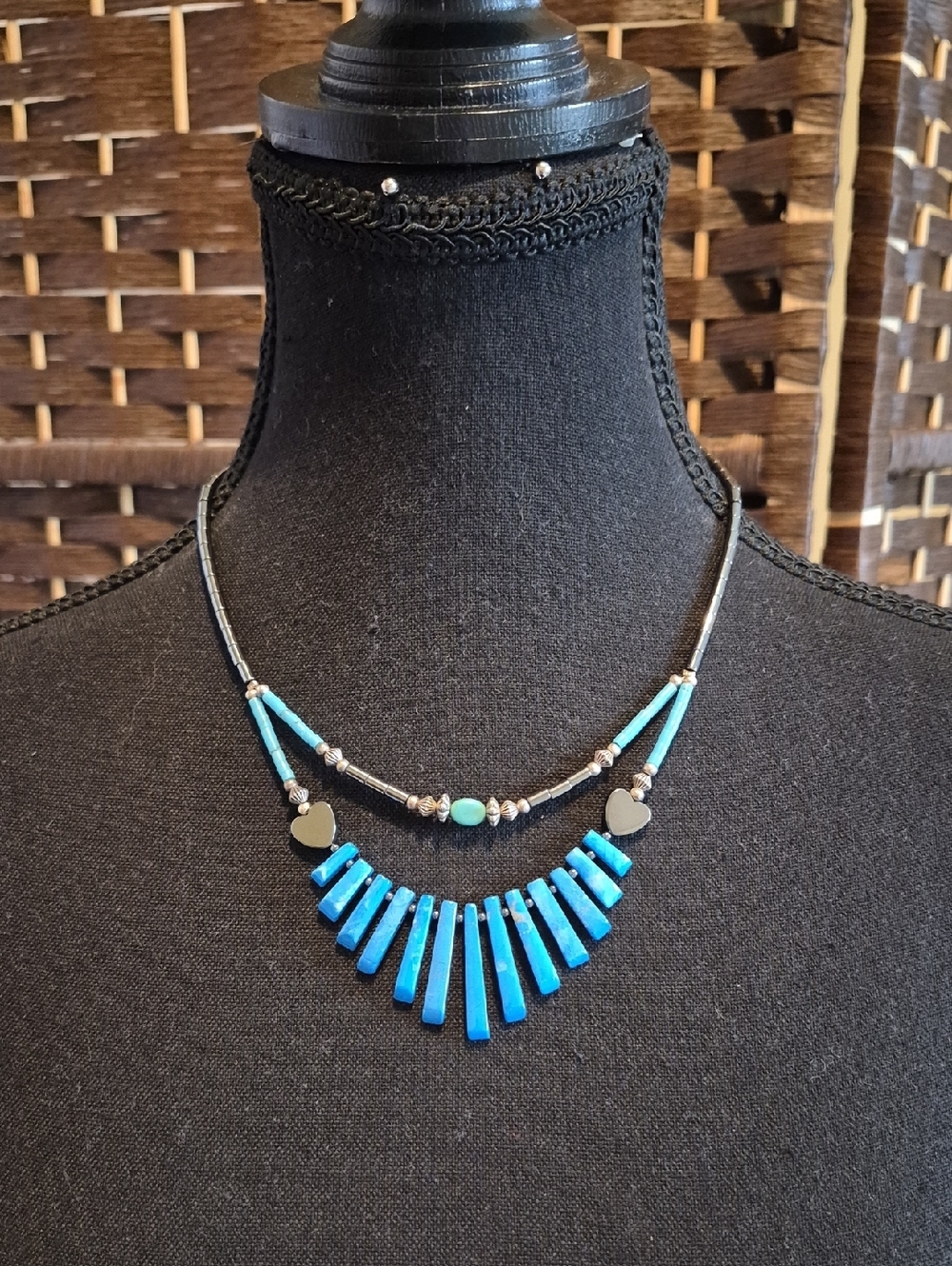 Faux Turquoise And malakite Statement Necklace - Women Jewelry